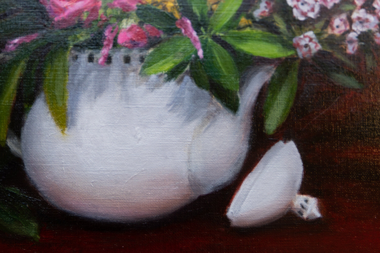 'Garden in a Teapot' Original Oil Painting. 9x12  Framed