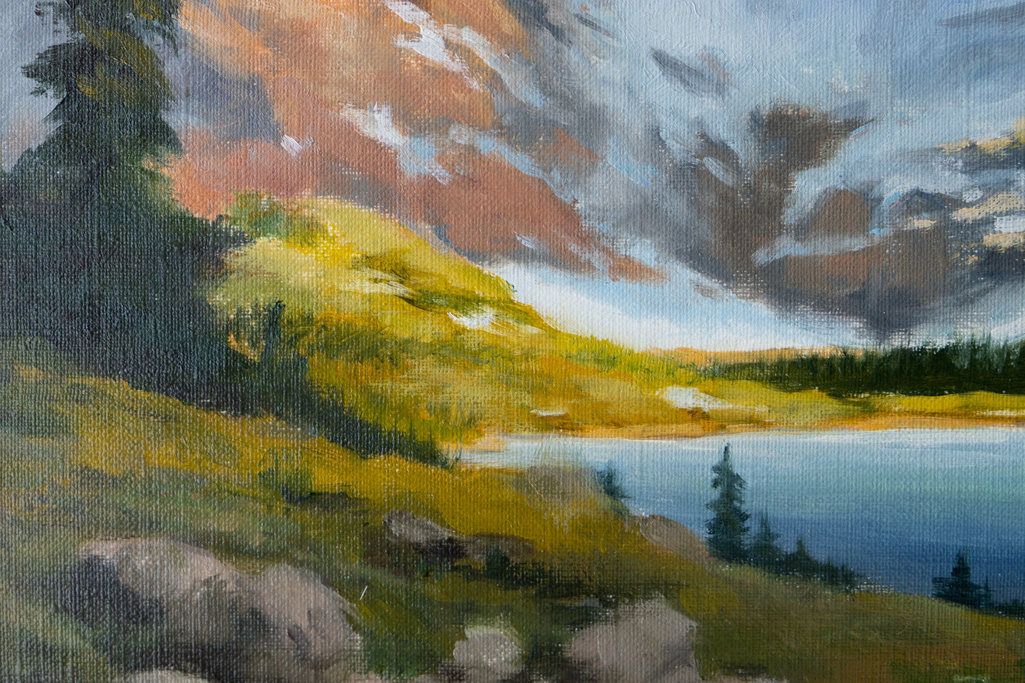 'Evening Light. Mountain Study' Original Landscape. 8x10  Framed