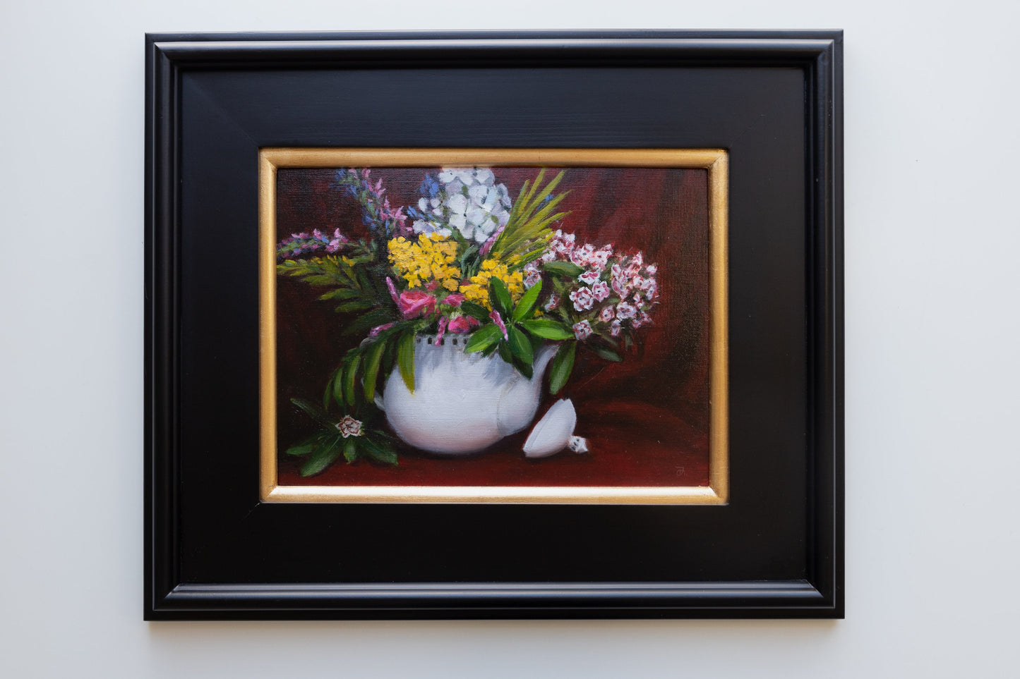 'Garden in a Teapot' Original Oil Painting. 9x12  Framed