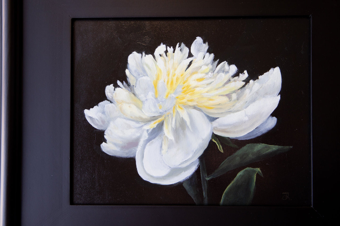 'White Peony' Original Oil Painting. 8x10  Framed