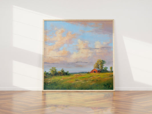 'Sunset on the Farm' giclee landscape print. Unframed
