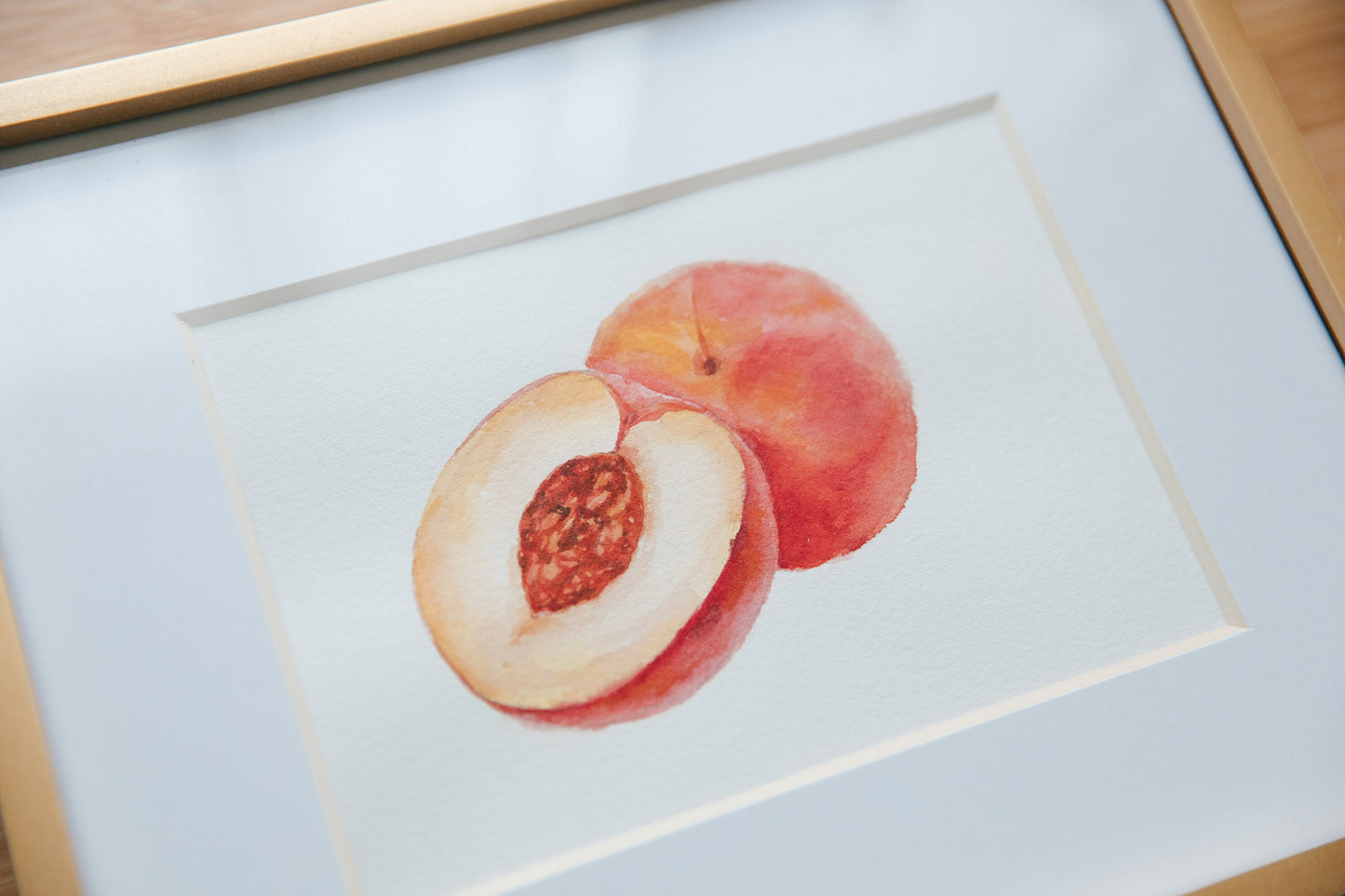 Original peach watercolor illustration. 6x6in