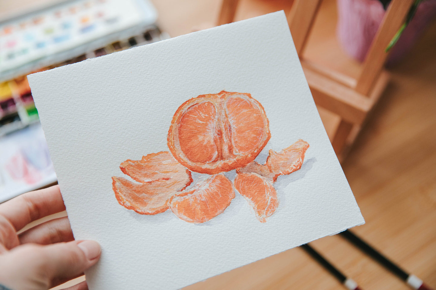Original clementine watercolor illustration. 6x7in