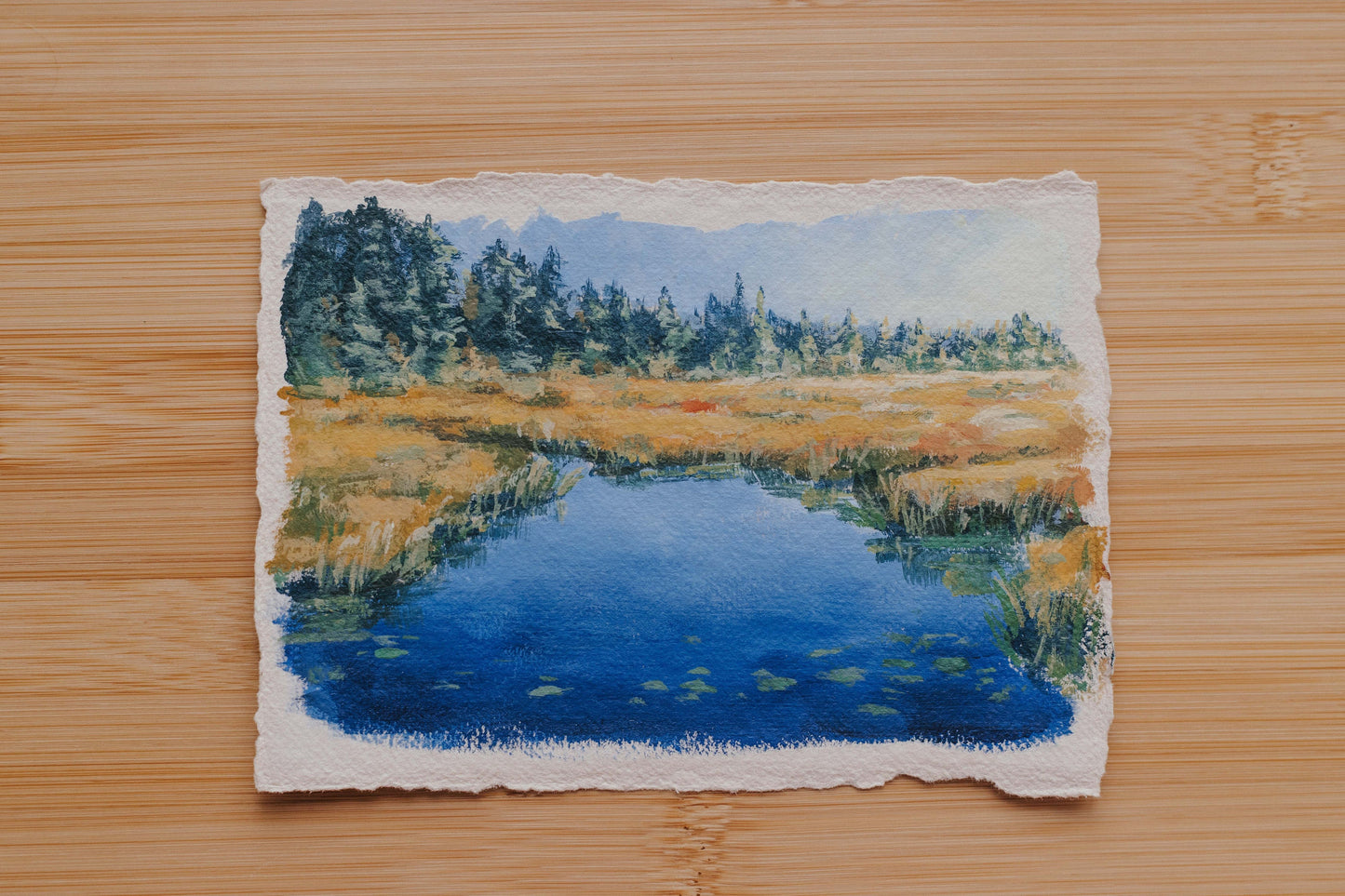 Blue Waters original acrylic mini landscape, 6x4.5in