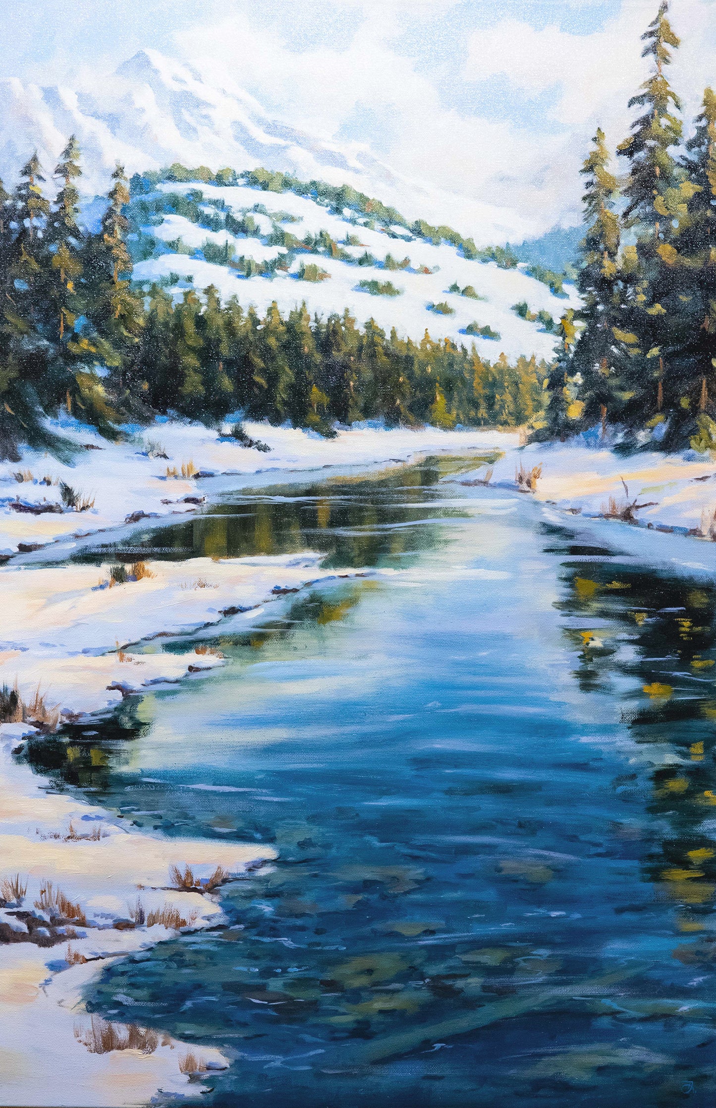 'Winter's Calm' Original Landscape. 24x36in. Unframed